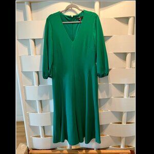 Maggie London Green Midi 3/4 Sleeve Cocktail Dress Size 16